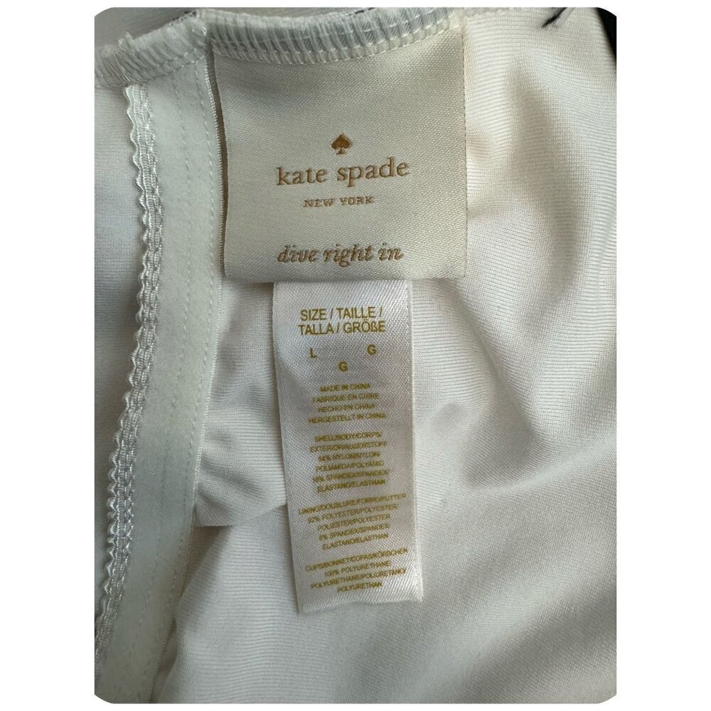 Kate Spade NY NWT $138 Bathing Beauty Graphic Striped 1-Piece Swimsuit Cream LG - Picture 2 of 8